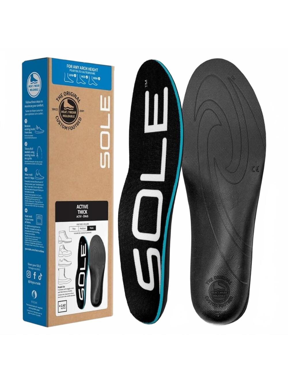 Sole Active Thick Insoles Arch Support Men Size 7 Women Size 9 NWT NIB